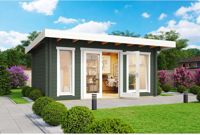 Lasita Blockbohlenhaus Dorset Gartenhaus in Grün-Grau lasiert B/H/T: 510 x 238,95 x 360 cm - Bild 1