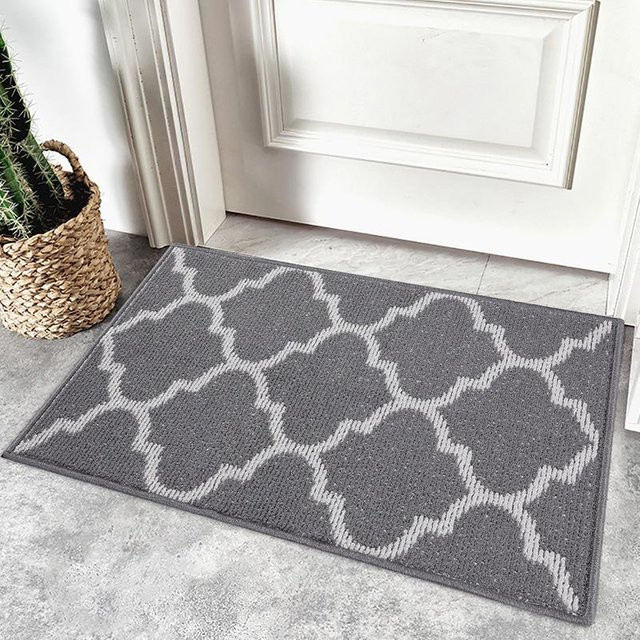 Rutschfeste Ins Home Eingangsmatte Marokko Design aus Polypropylen, Grau, B/T: 80 x 50 cm - Bild 1