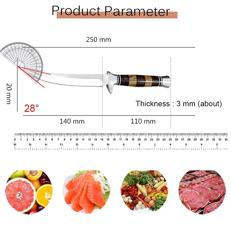 GuanQi Sashimi Messer aus Edelstahl mit Holzgriff in Silber - Bild 2