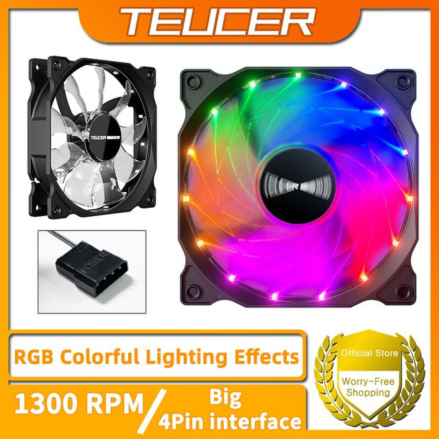 TEUCER RGB-Vortex PC-Gehäuselüfter 120 mm, Multicolour/Weiß, leises hydraulisches Lager - Bild 1