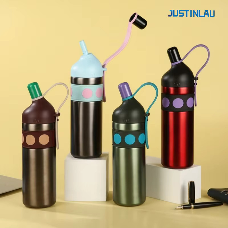JUSTINLAU Thermo-Trinkbecher aus Edelstahl mit Strohhalm für Kinder in Rot - Bild 4