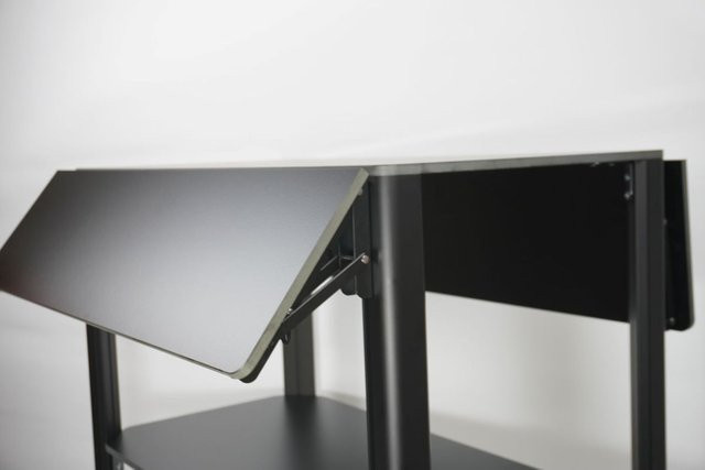 QUATRO Zimmerservicewagen mit zwei aufklappbaren Arbeitsflächen aus HPL und Aluminium in Schwarz, B/T/H: 77 x 81 x 76 cm - Bild 1