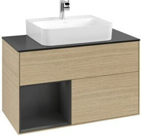 V&B Waschtischunterschrank Finion 100 in Grau lackiert mit Regalfach links, B/T/H: 100 x 50,1 x 50,1 cm - Bild 1