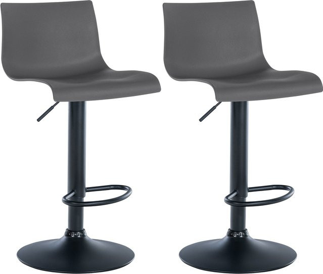 2er Set Barhocker Branford von CLP in Grau mit Stoffbezug und Kunststoffoberfläche, höhenverstellbare Küchenhocker mit integrierter Fußstütze - Bild 1