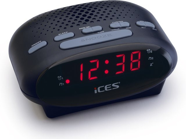 ICES ICR-210 Radiowecker in Schwarz mit FM-Empfang - Bild 1