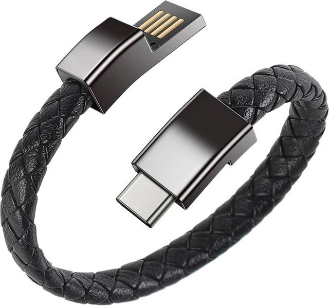 MINIONS CHARGE Tragbares Armband-Ladekabel mit USB-C und Micro-USB in Schwarz und Braun für iPhone, Samsung, Huawei und Xiaomi - Bild 1
