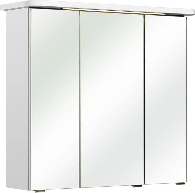 Pelipal Spiegelschrank Weiß Glänzend mit Soft-Close-Türen und Regalen, Breite: 75 cm, Höhe: 72 cm, Tiefe: 10 cm - Bild 1