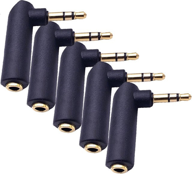 FRHY 5-teiliges Audio-Adapter-Set mit 3,5 mm Klinkenstecker, vergoldet, L-förmig, in Gold und Schwarz - Bild 1