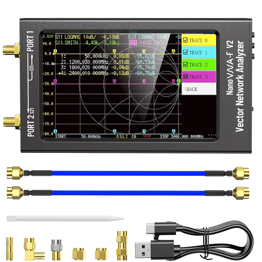 SeeSii NanoVNA-F V2 Vektornetzwerkanalysator mit 4,3-Zoll-Bildschirm und 5000mAh Akku, Antennenanalysator für Amateurfunk HF VHF UHF, Schwarz - Bild 6