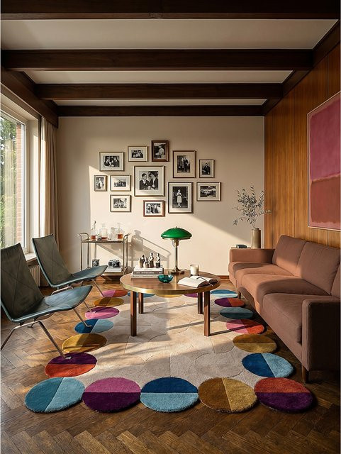 Kadima Wollteppich geometrisch in Beige-Bunt, B/B/H: 200 x 290 cm - Bild 1