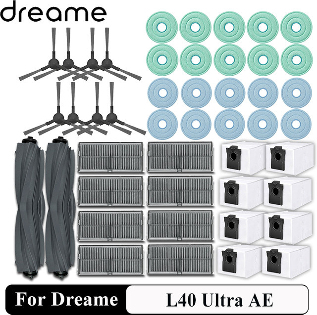 Dreame Zubehör-Set mit Haupt- und Seitenbürsten sowie Fischschuppen-Mikrofasertüchern für L40 Ultra AE, L40s Ultra CE und D20 Ultra Reiniger - Bild 1