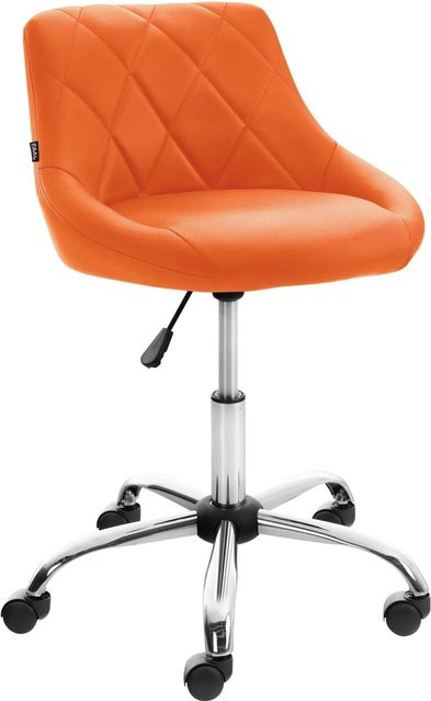 DELUKE Arbeitshocker AARHUS Drehhocker mit Rollen aus Kunstleder in Orange, B/T/H: 47 x 49 x 71 cm - Bild 1