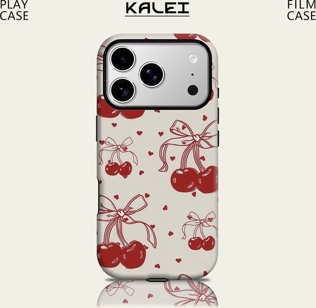 Potdemiel Magnetische Tough Case Handyhülle mit Kirschbogen Design für iPhone 17 16 15 14 13 Pro Max Plus, Burgunderrot - Bild 1
