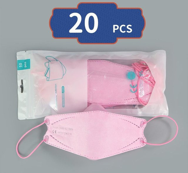 Wiearly FFP2 Atemschutzmaske in Fischform, rosa, 20 Stück - Bild 1
