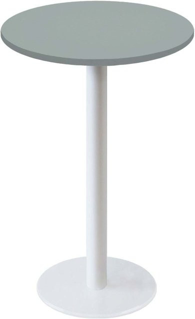 RestooTab Stehtisch Rome rund in Weiß und Grau mit zentraler Säule, Höhe: 113 cm, Durchmesser: 60 cm - Bild 1