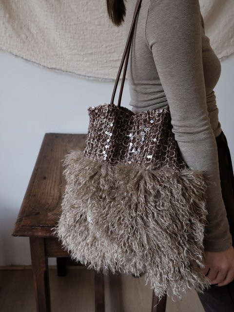 DKQWAIT Schultertasche Damen, Kunstpelz-Wolle, Crossbody-Tasche - Bild 1