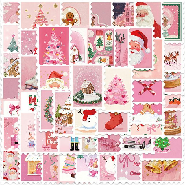 PickJoy Santa Claus Aufkleber, 50-teiliges Set, pink, adults - Bild 1