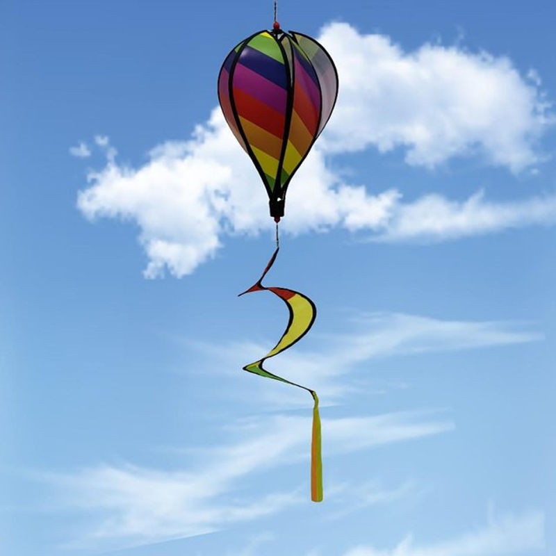 Regenbogen Heißluftballon Windspiel mit Pailletten als hängende Windmühle in Mehrfarbig für Garten und Raumdeko - Bild 1