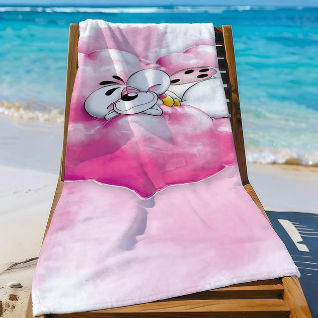 Diddl Ratte Maus Strandtuch von Ka Chen Mutong, schnelltrocknend und sanddicht, weiß und pink, B: 102 cm, H: 193 cm - Bild 1