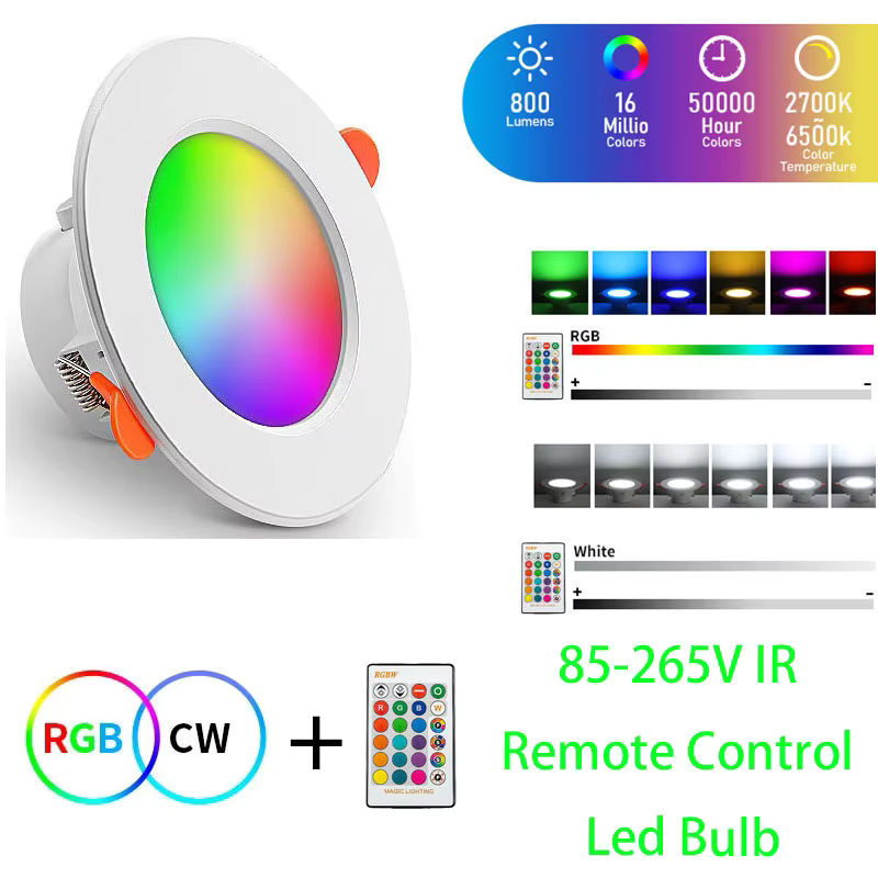 Tuya Bluetooth Smart LED Deckenleuchte Runde Einbaustrahler mit APP-Steuerung, RGBCW Farbwechsel und dimmbarer Funktion, Weiß - Bild 4
