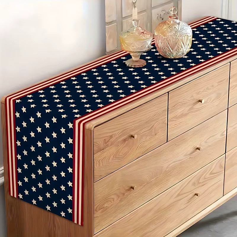 VIKAMA Tischläufer mit Sternen Design für Unabhängigkeitstag und Memorial Day, Mehrfarbig, B: 90 cm, T: 33 cm - Bild 3