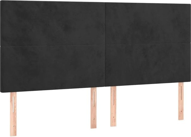 vidaXL LED Kopfteil aus Samt in Schwarz mit USB-Ladeport und integrierter Beleuchtung, B: 180 cm, T: 5 cm, H: 118 cm - Bild 1