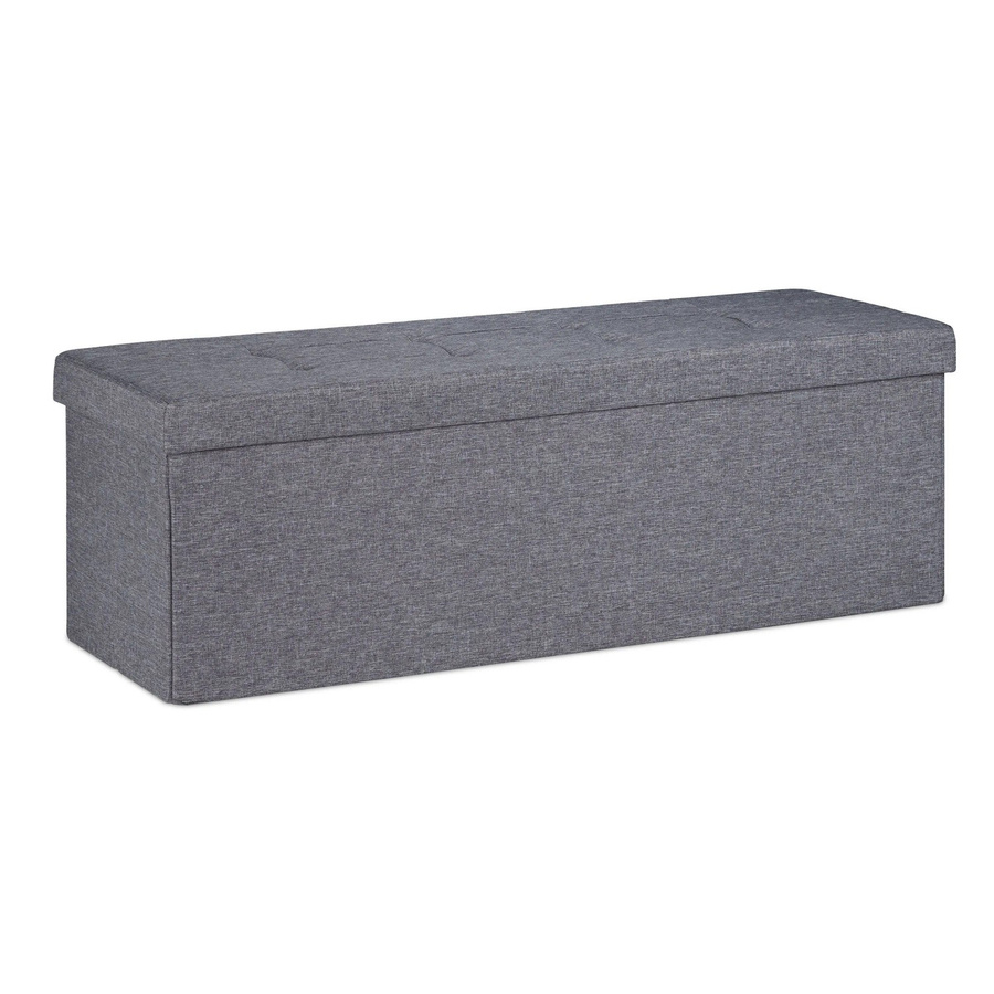 Relaxdays Sitzbank aus MDF in Grau mit 3 Fächern, faltbar, B/T/H: 114 x 37,5 x 38,5 cm - Bild 2