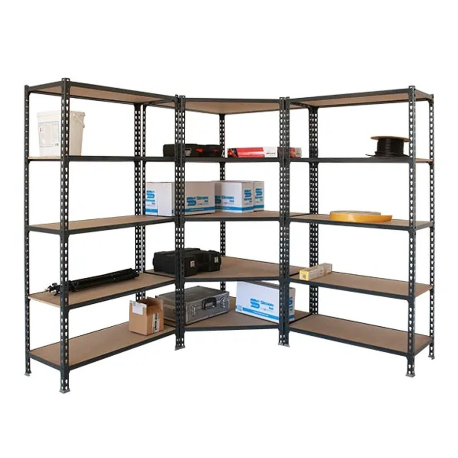 PROREGAL Regalset bestehend aus 1x Eckregal und 2x Schwerlastregal Muli in Anthrazit, Fachlast 200 kg, H x B x T: 180 x 180 x 40 cm - Bild 2