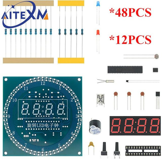 YANXD DS1302 DIY rotierendes digitales LED-Anzeigemodul mit Alarm und 51 SCM Elektronik-Kit, 5 V - Bild 1