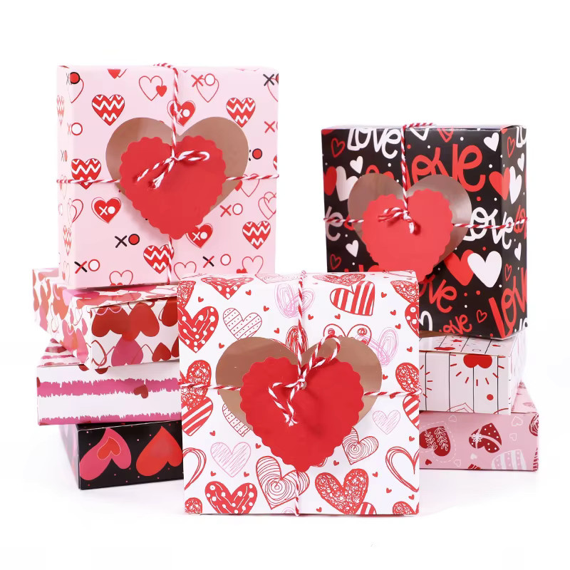 21 Stück Herz-Geschenkboxen aus Papier mit Sichtfenster in Rot für Valentinstag, Hochzeit, Geburtstag oder Party - Bild 2