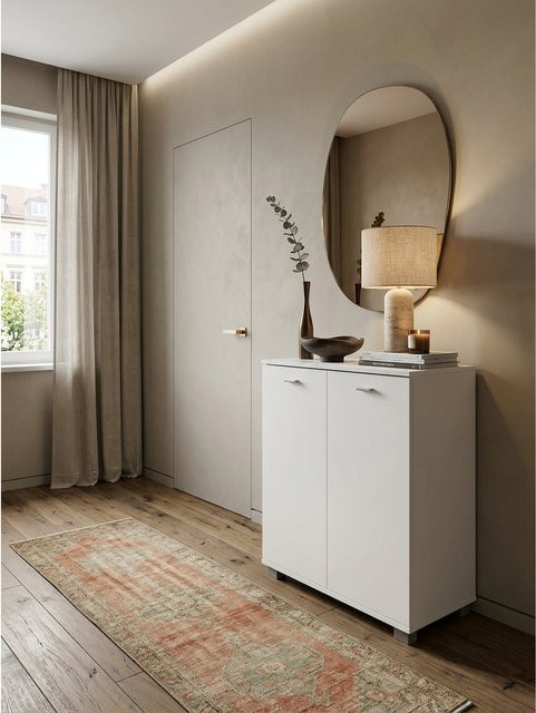 Schuhschrank aus Holz von KADIMA DESIGN in Weiß mit 2 Türen und Einlegeböden, B/T/H: 60 x 35 x 90 cm - Bild 1