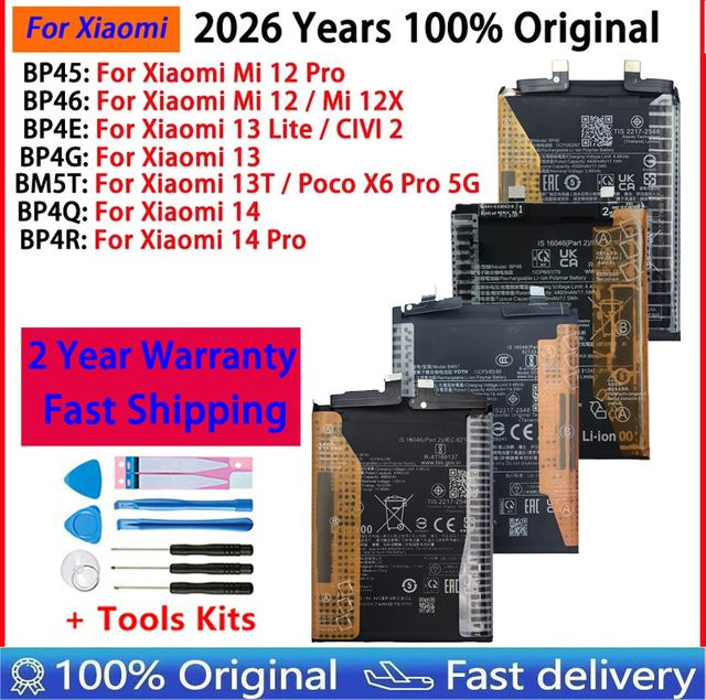 Original Xiaomi Ersatzbatterie für Mi CIVI 2, Poco X6 Pro, 12X, 12S, 13, 13T, 14 Lite Pro, Farbe: Schwarz - Bild 1