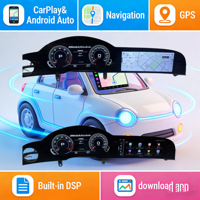 YANFU LCD Digitalinstrument Dual-Screen Autoradio mit CarPlay und Android Auto für Audi A6 A6L C6 4F 2005-2012, Schwarz - Bild 1