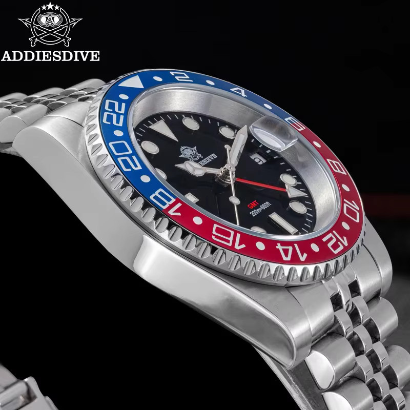 ADDIESDIVE Herrenuhr, Quarz, Edelstahl, Schwarz, 20 ATM - Bild 3