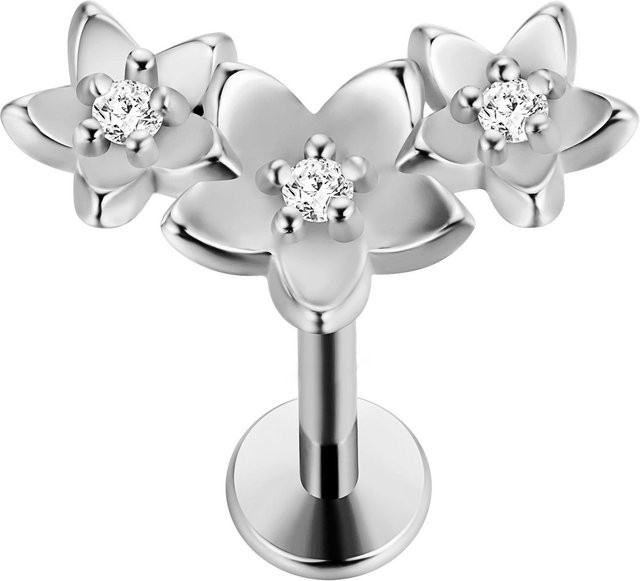 Lucky Star Jewelry Piercing Push-Pin Labret, Titan, Zirkonia, Damen - Bild 1