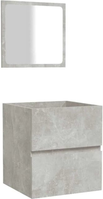 vidaXL Badschrank mit Spiegel in Betongrau aus Holzwerkstoff und Acryl, Wandmontage, B/T/H: 80 x 45 x 41 cm - Bild 1