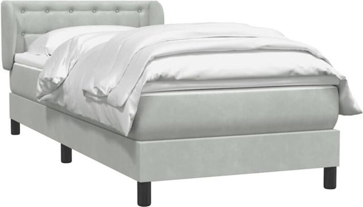 vidaxl Boxspringbett mit Matratze aus Samt in Grau, B/L: 80 x 210 cm - Bild 1