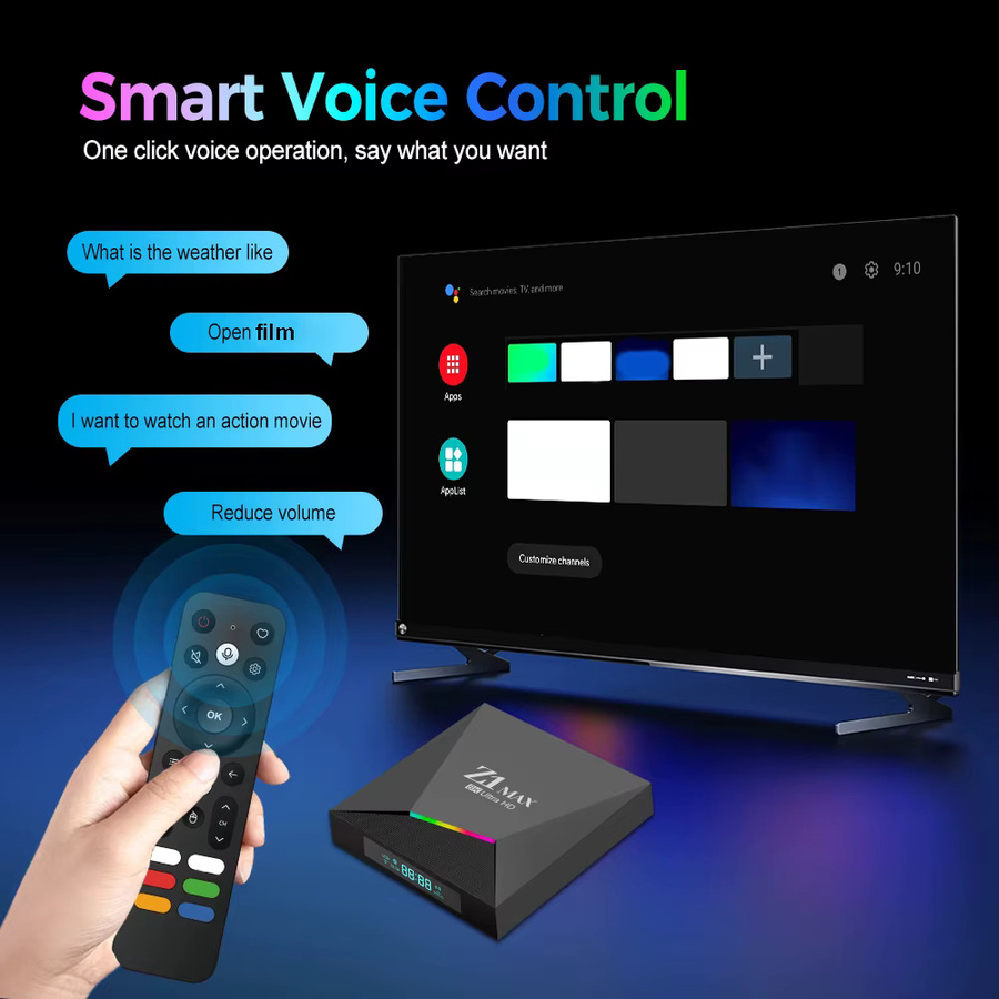 CLIBABIQBOX Z1 Max Smart TV Box mit Android 15, Allwinner H618 Quad Core, 4G, 5G Dual WiFi, BT5.0, Media Player für HD 8K 4K IPTV, Schwarz - Bild 3