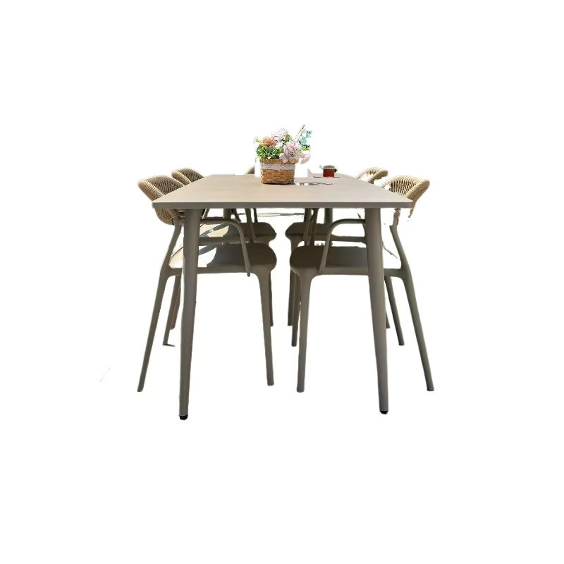 DUTRIEUX Moderner Esstisch in Beige mit quadratischer MDF-Laminatplatte und mattem Finish - Bild 2
