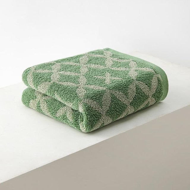Verdicktes Jacquard-Handtuch aus reiner Baumwolle für Erwachsene, beige, B: 34 cm, L: 75 cm - Bild 1