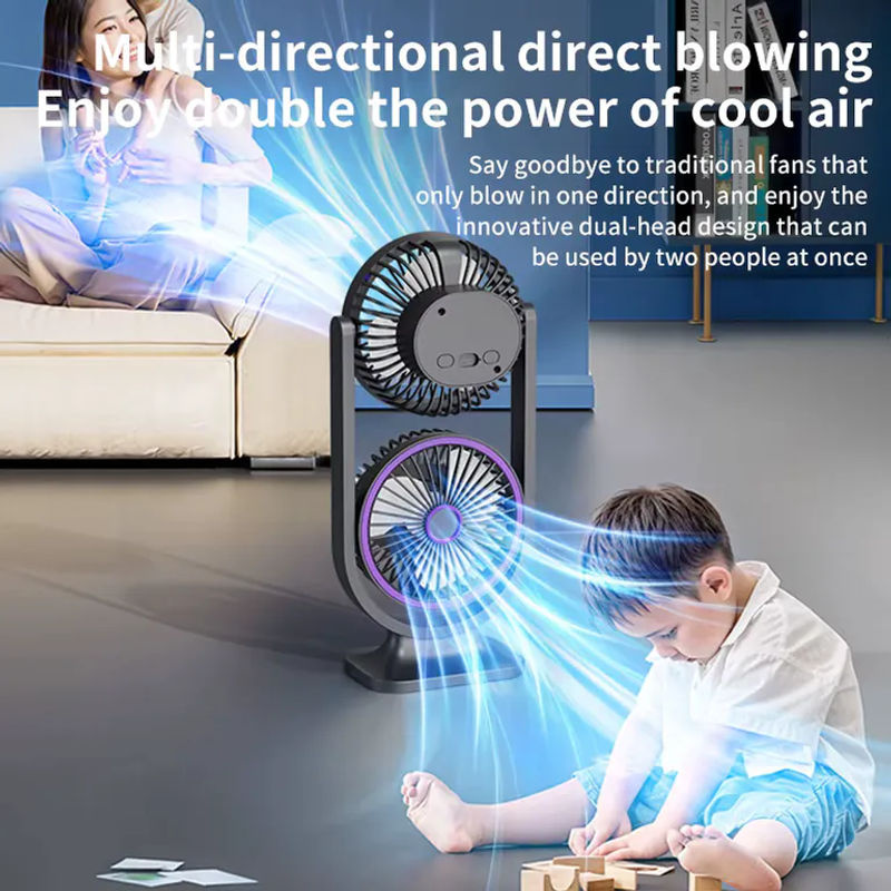 TINSOL Doppelkopf-Tischventilator in Schwarz für Büro und Wohnheim - Bild 5