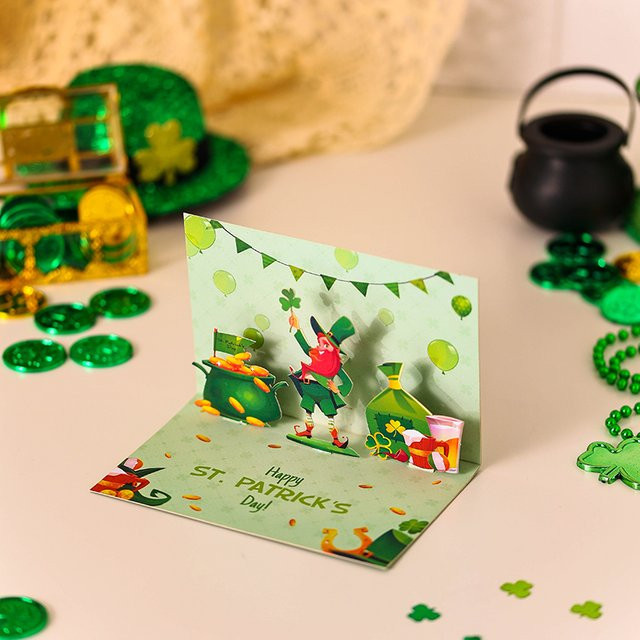 Opjoys Pop-up-Karte Irland St. Patrick's Day in Goldfolie - Bild 1