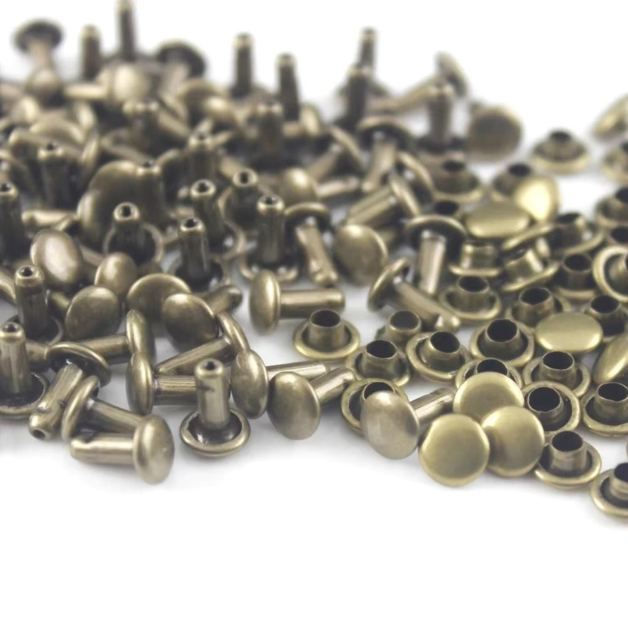 CLOXY 100 Sets Runde Doppel Kappe Nieten aus Metall in Gold für DIY Leder Handwerk und Dekoration, Durchmesser: 6 mm und 8 mm - Bild 3