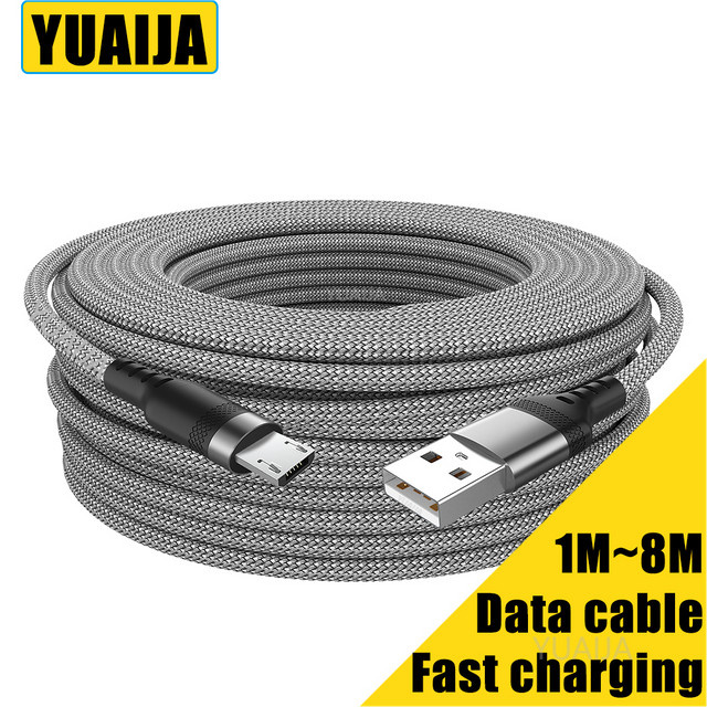 YUAIJA Micro USB Verlängerungskabel 3 m für Android Geräte wie Xiaomi Redmi und Samsung - Bild 1