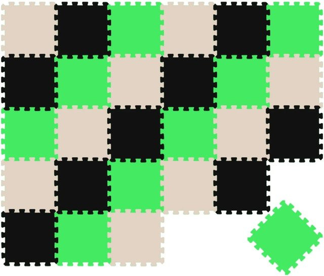 LittleTom Baby & Kinder Puzzlematte aus 27 Teilen in Schwarz, Beige und Hellgrün, B/T/H: 30 x 30 x 1 cm - Bild 1