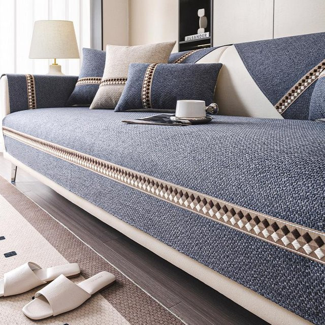 Rutschfester Couch-Schonbezug aus Baumwollleinen von Your Warm Home für Sofa und Sessel, Breite: 70 cm, Länge: 210 cm - Bild 1