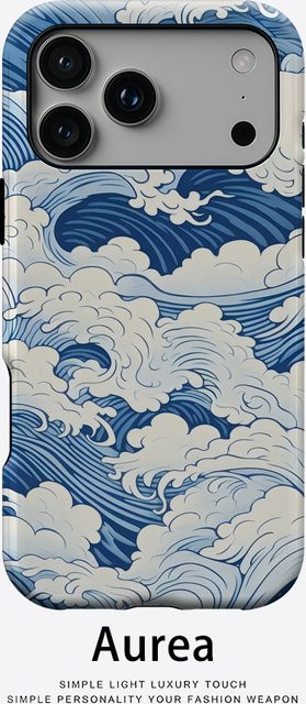 Potdemiel Robuste Doppelschichtige Handyhülle mit Blauem Wellenmotiv für iPhone 17 16 15 14 13 Pro Max Plus mit Magnetfunktion - Bild 1
