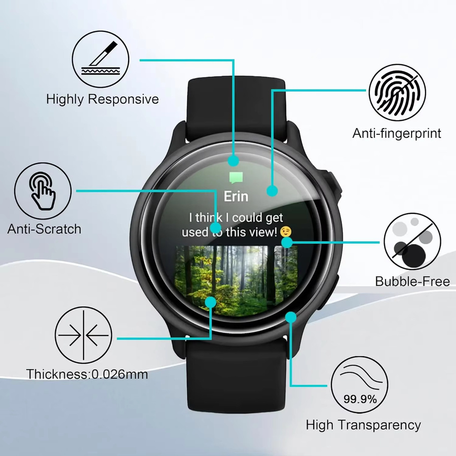OAKCHARM Displayschutzfolie für Garmin vivoactive 6, transparente TPU-Folie zur vollständigen Abdeckung deiner Smartwatch - Bild 6