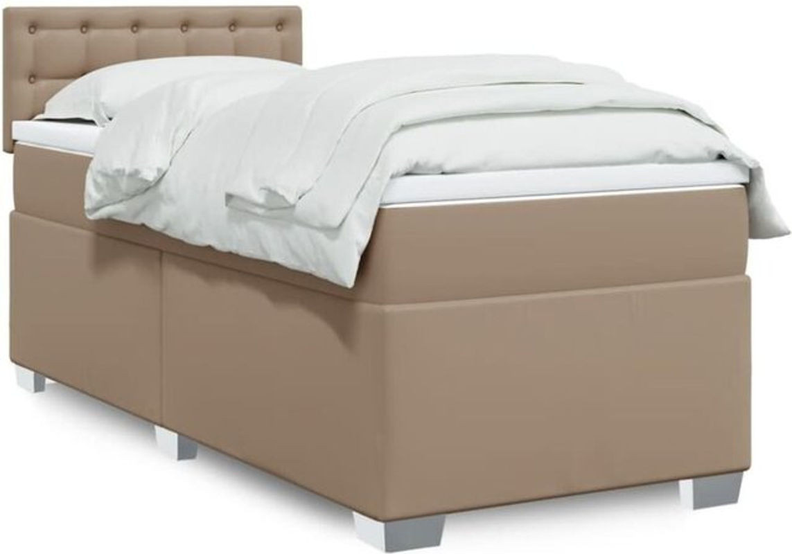 Vidaxl Boxspringbett Matratze mit Taschenfederkern in Braun und Weiß, Modern, B/T: 100 x 200 cm - Bild 1