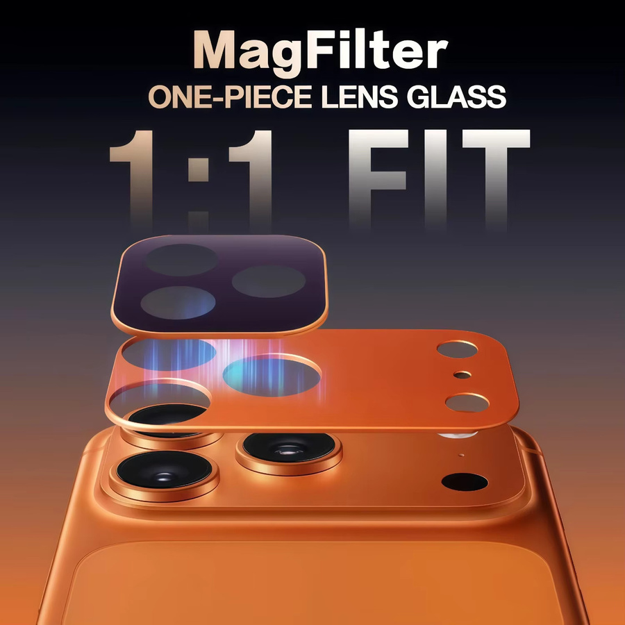 Magnetische All-in-One AR Antireflex-Displayschutzfolie mit Blendschutzfilter für Linse kompatibel mit iPhone 17 Pro und iPhone 17 Pro Max in Orange - Bild 2